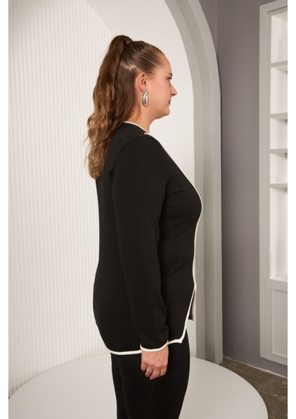 Büyük Beden Kontrast Biye Detaylı Asimetrik Bluz modelleri