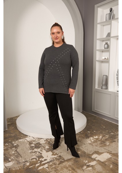 Büyük Beden Geometrik Taşlı Bluz indirimleri