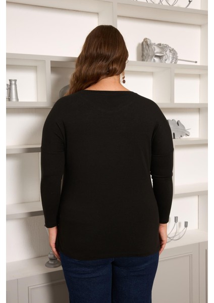 Büyük Beden Kordone Dantel Garnili Bluz Siyah fırsatları