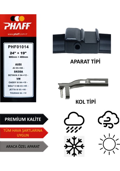 Volkswagen Caddy 3 (2004-2006) Ön Silecek Süpürgesi 600MM + 480MM fiyatları