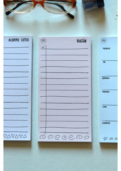 Mini Planners 3'lü Set | 9X18 cm | 5 Farklı Renk Seçeneği | Bugün, Bu Hafta, Alışveriş Listesi modelleri