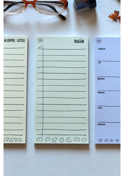 Mini Planners 3'lü Set | 9X18 cm | 5 Farklı Renk Seçeneği | Bugün, Bu Hafta, Alışveriş Listesi modelleri