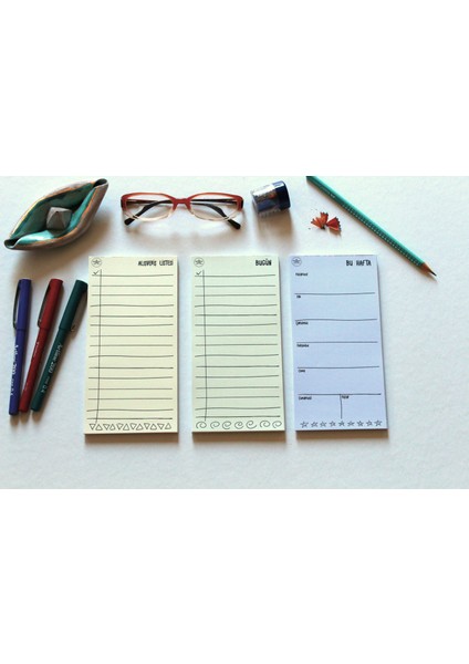 Mini Planners 3'lü Set | 9X18 cm | 5 Farklı Renk Seçeneği | Bugün, Bu Hafta, Alışveriş Listesi fırsatları