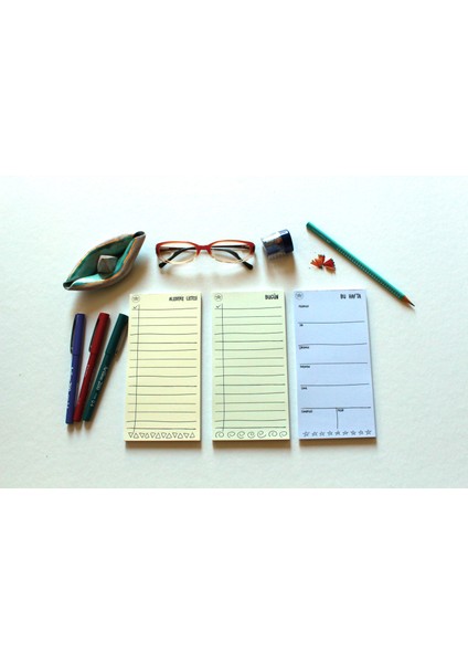 Mini Planners 3'lü Set | 9X18 cm | 5 Farklı Renk Seçeneği | Bugün, Bu Hafta, Alışveriş Listesi