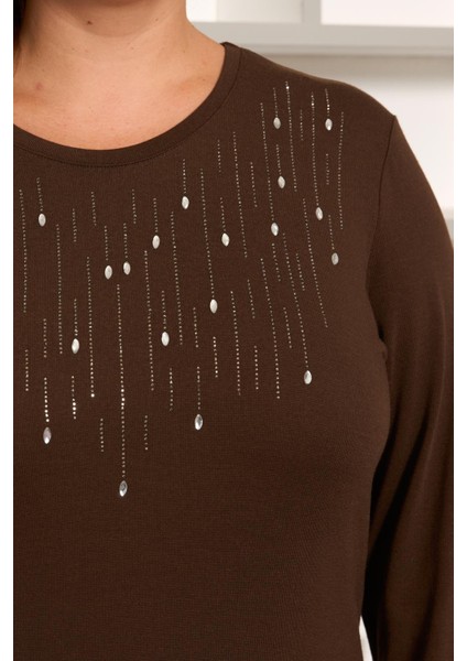 Büyük Beden Önü Taş Detay Bluz modelleri