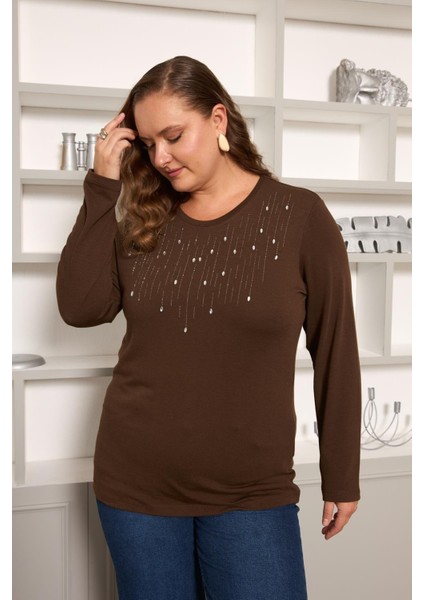 Büyük Beden Önü Taş Detay Bluz indirimleri