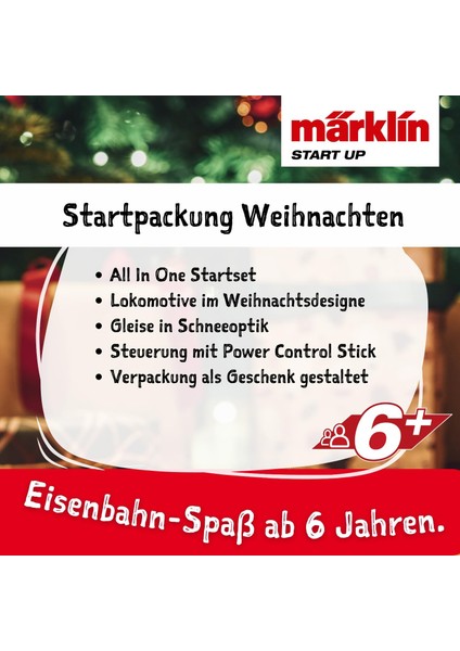 Start Up 29124 Christmas Başlangıç Seti | Ho Ölçek | LED Işıklı Buharlı Tren + Vagon + Ray Seti indirimleri