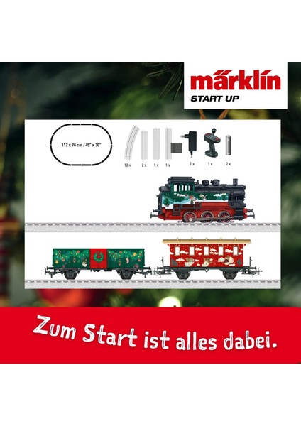 Start Up 29124 Christmas Başlangıç Seti | Ho Ölçek | LED Işıklı Buharlı Tren + Vagon + Ray Seti