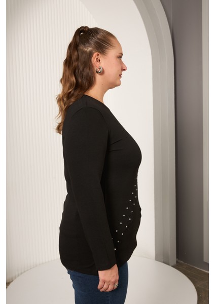 Büyük Beden Geometrik Taşlı Bluz fiyatları