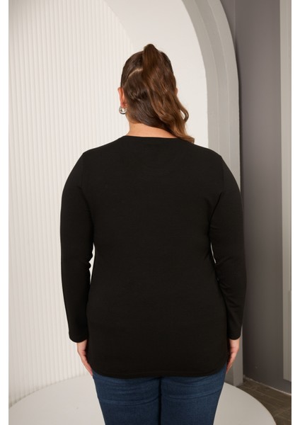 Büyük Beden Geometrik Taşlı Bluz modelleri