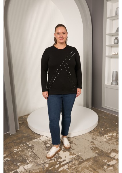 Büyük Beden Geometrik Taşlı Bluz indirimleri