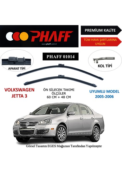 Volkswagen Jetta 3 (2005-2006) Ön Silecek Süpürgesi 600MM + 480MM