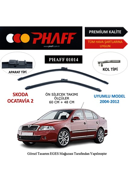 Skoda Octavia 2 (2004-2012) Ön Silecek Süpürgesi 600MM + 480MM