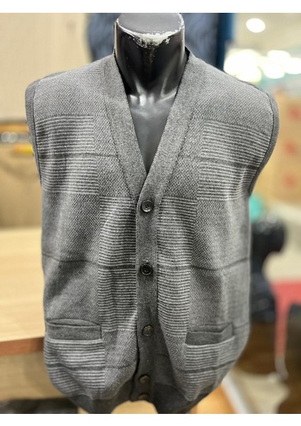 Erkek Triko Düğmeli Cepli Desenli Yelek fiyatları