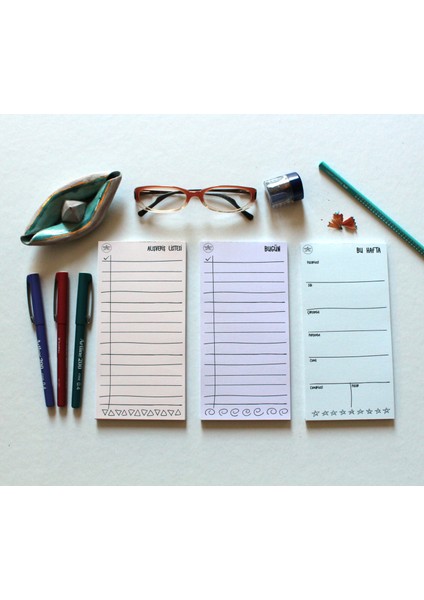 Mini Planners 3'lü Set | 9X18 cm | 5 Farklı Renk Seçeneği | Bugün, Bu Hafta, Alışveriş Listesi fiyatları