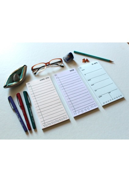 Mini Planners 3'lü Set | 9X18 cm | 5 Farklı Renk Seçeneği | Bugün, Bu Hafta, Alışveriş Listesi modelleri