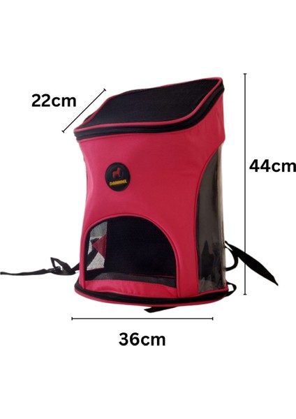 Şeffaf Desenli Kırmızı Evcil Hayvan Sırt Çantası Orta Boy