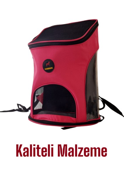 Şeffaf Desenli Kırmızı Evcil Hayvan Sırt Çantası Orta Boy indirimleri