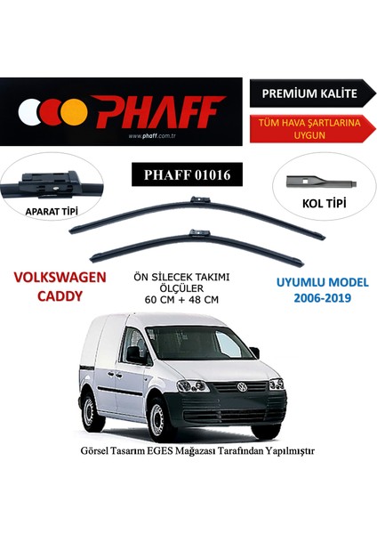 Volkswagen Caddy (2006-2019) Ön Silecek Süpürgesi 600MM + 480MM