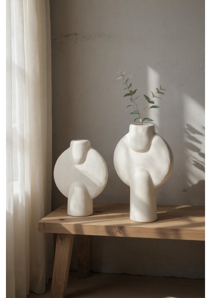 Iskandinav 2\'li Füze Bej Seramik Vazo Seti fiyatları