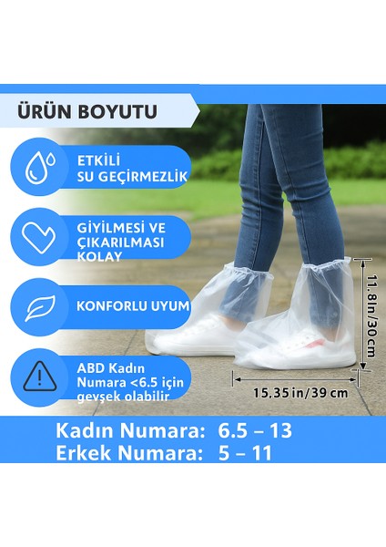 Şeffaf - Ultra Dayanıklı Yağmur Koruyucu Ayakkabı Koruyucu Su Kir Çamur Geçirmez 2 Çift fiyatları