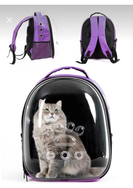 Pati Desenli Şeffaf Astronot Kedi Köpek Taşıma Çantası 42X22X33 cm