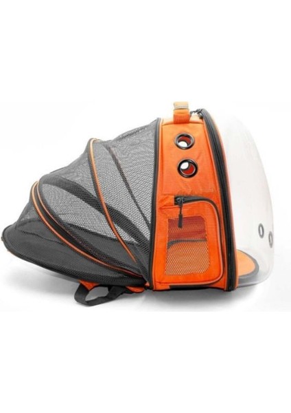 Turuncu Fileli Küçük Irk Kedi ve Köpek Taşıma Sırt Çantası 25X60X40 cm