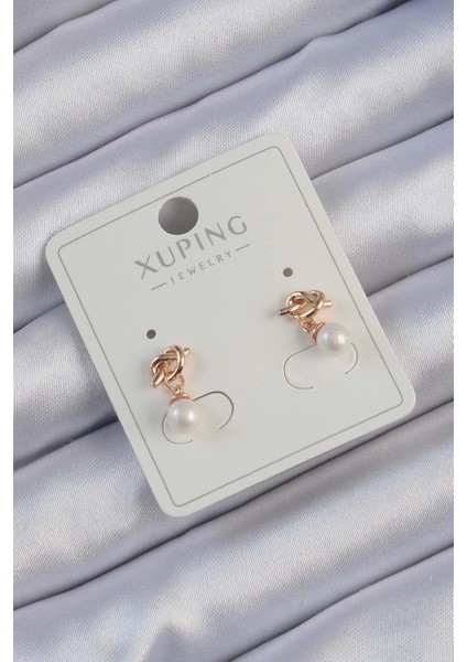 Xuping Rose Renk İnci Taşlı Düğüm Küpe