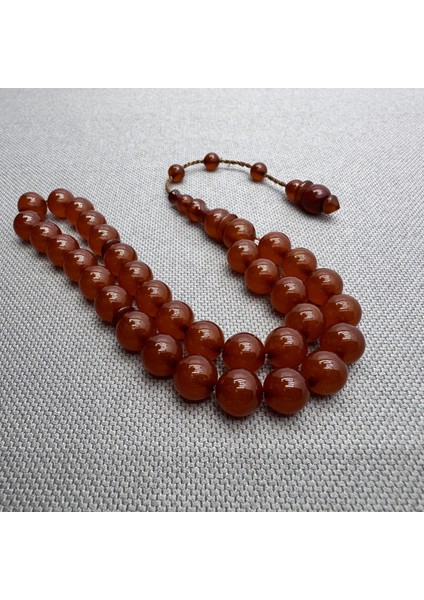 Usta Işçilikli Küre Model Buğulu Hamur Sıkma Kehribar Tespih