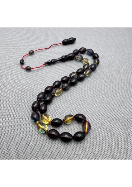 Şeffaf Hareli Usta Işçilikli 8X11MM Sıkma Kehribar Tespih modelleri