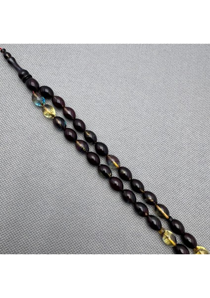 Şeffaf Hareli Usta Işçilikli 8X11MM Sıkma Kehribar Tespih indirimleri