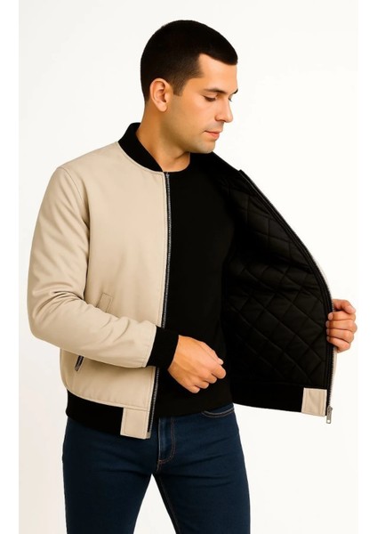 Erkek Bomber Mont Ceket – Fermuarlı, Kapitone Içi Astarlı, Su Itici Kumaş, Regular Fit, Uzun Kollu, Yandan Cepli, Bahar & Kış Rahat Günlük Stil