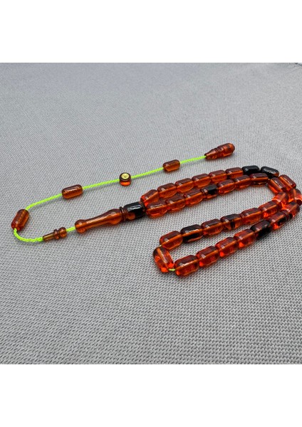 Erkan Çubukçu Usta Işçilikli Hareli Sıkma Kehribar Tespih