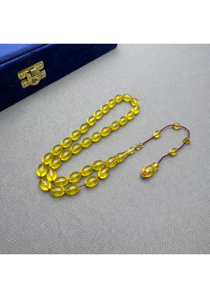 Usta Işçilikli Sistem Dizayn Sarı Buğulu Hamur Sıkma Kehribar Tespih