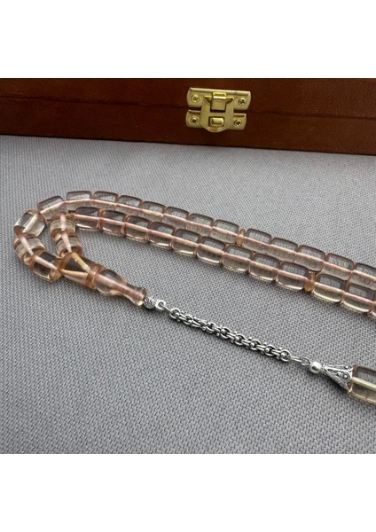 Alpaka Püsküllü Şeffaf Kapsül Kesim Sıkma Kehribar Tespih fiyatları