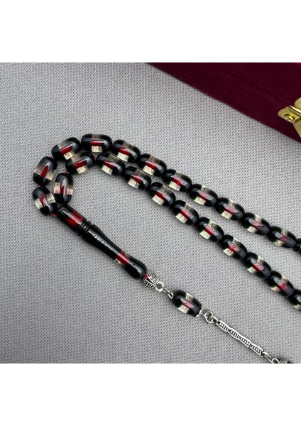 Alpaka Püsküllü Yeşil Şeffaf Kırmızı Ip Yollu Sıkma Kehribar Tespih modelleri