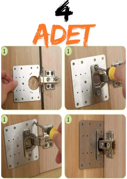 Dolap Kapak Taş Menteşe Tamir Sacı Pratik Onarım Kiti 10X9.5 cm Yuva Tablası