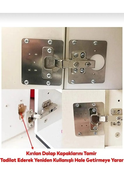 Dolap Kapak Taş Menteşe Tamir Sacı Pratik Onarım Kiti 10X9.5 cm Yuva Tablası