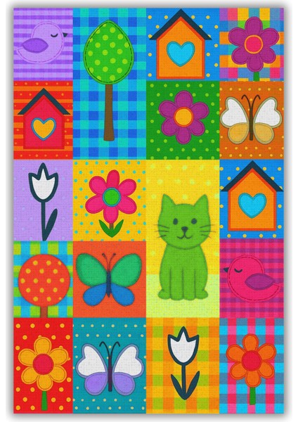 Renkli Eğlenceli Patchwork Dijital Baskılı Dokuma Kaymaz Tabanlı Yıkanabilir Anaokulu Halısı Çocuk Odası Halısı fiyatları