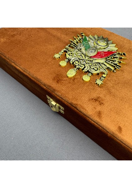 Büyük Boy Kahverengi Osmanlı Tuğralı Büyük Boy Kadife Tespih Kutusu modelleri