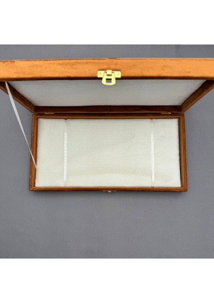 Büyük Boy Kahverengi Osmanlı Tuğralı Büyük Boy Kadife Tespih Kutusu fırsatları