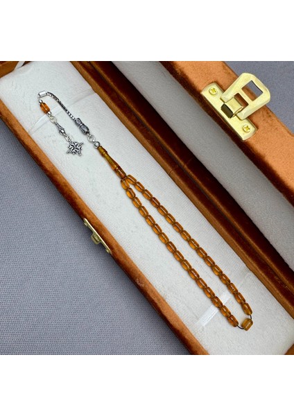 Babalar Günü Özel 925 Ayar Gümüş Püsküllü Bilek Boy Bal Rengi Sıkma Kehribar Tespih modelleri