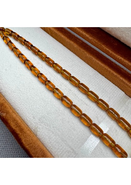 Babalar Günü Özel 925 Ayar Gümüş Püsküllü Bilek Boy Bal Rengi Sıkma Kehribar Tespih fırsatları