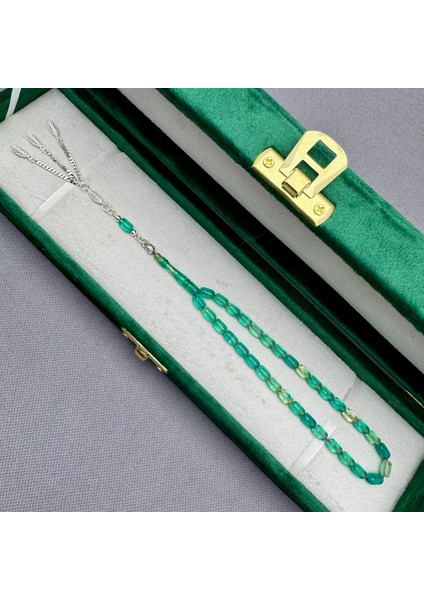 Babalar Günü Özel 925 Ayar Gümüş Püsküllü Bilek Boy Şeffaf Yeşil Sıkma Kehribar Tespih fiyatları