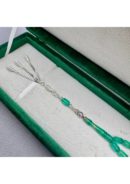 Babalar Günü Özel 925 Ayar Gümüş Püsküllü Bilek Boy Şeffaf Yeşil Sıkma Kehribar Tespih modelleri