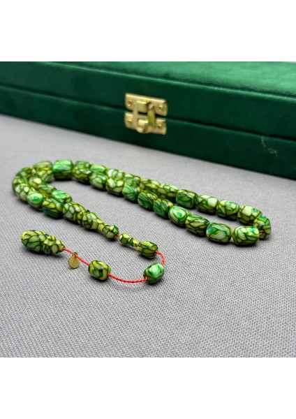 Dalgıç Usta Işçilikli Özel Seri Fransız Yeşil Galalith ( Galanit ) Tespih