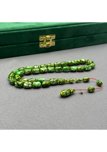 Dalgıç Usta Işçilikli Özel Seri Fransız Yeşil Galalith ( Galanit ) Tespih indirimleri