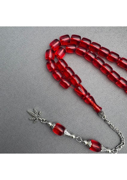 Alpaka Püsküllü Kırmızı Kapsül Model Sıkma Kehribar Tespih indirimleri