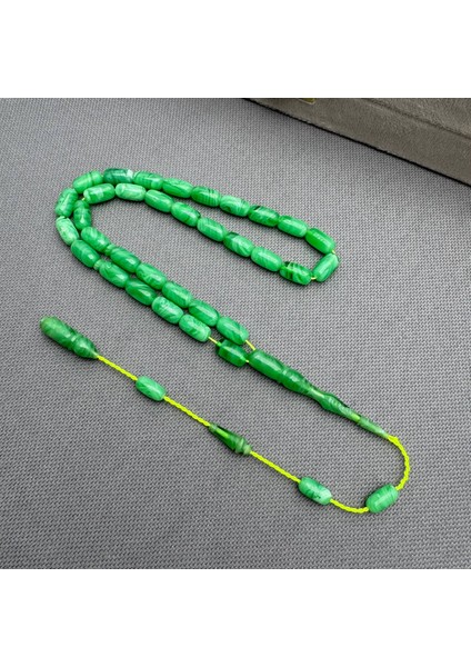 Usta Işçilikli Çimen Yeşili Yoğun Hareli Sıkma Kehribar Tespih fiyatları