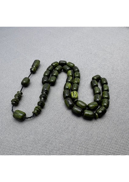 Usta Işçilikli Yeşil Yoğun Hareli Sıkma Kehribar Tespih fiyatları